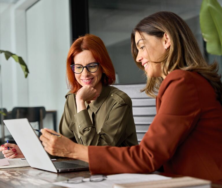 Two employees chatting